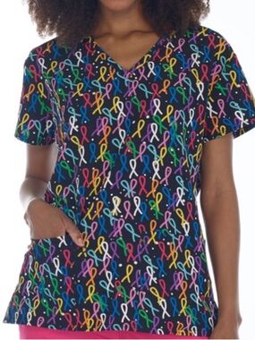 NWT Women’s Medium Support All Ribbons Scrubfinity PerformX Scrub Top